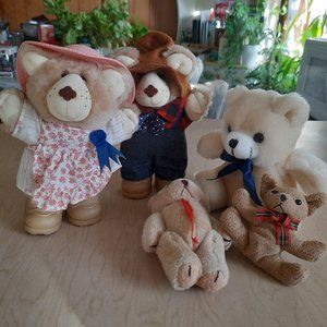 Vintage 80's Wendy's FURSKINS 7" Bears - Farrell, Hattie Set of 2 + extras!